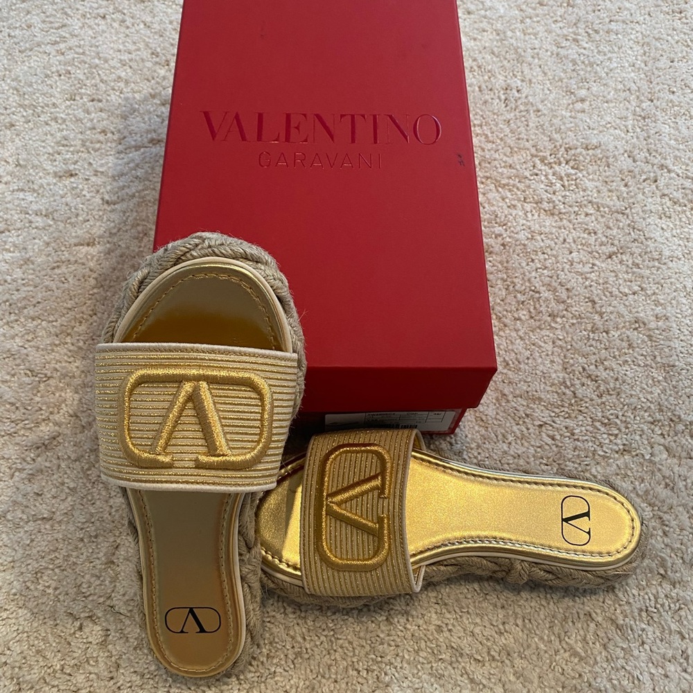 Valentino V Logo embroidered espadrille‎ slides - Picture 4 of 6